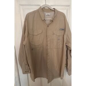 Columbia PFG Sportsweat Shirt Men's  XL  Tan Long Sleeve